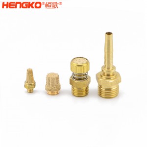 恒歌定制不銹鋼/銅粉氣動元件消音器_消音濾芯降噪耐高溫,應用于真空泵