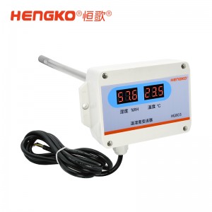4-20mA 不銹鋼法蘭探頭 帶顯-HG803-4W4P管道式溫濕度傳感器工業(yè)級(jí)
